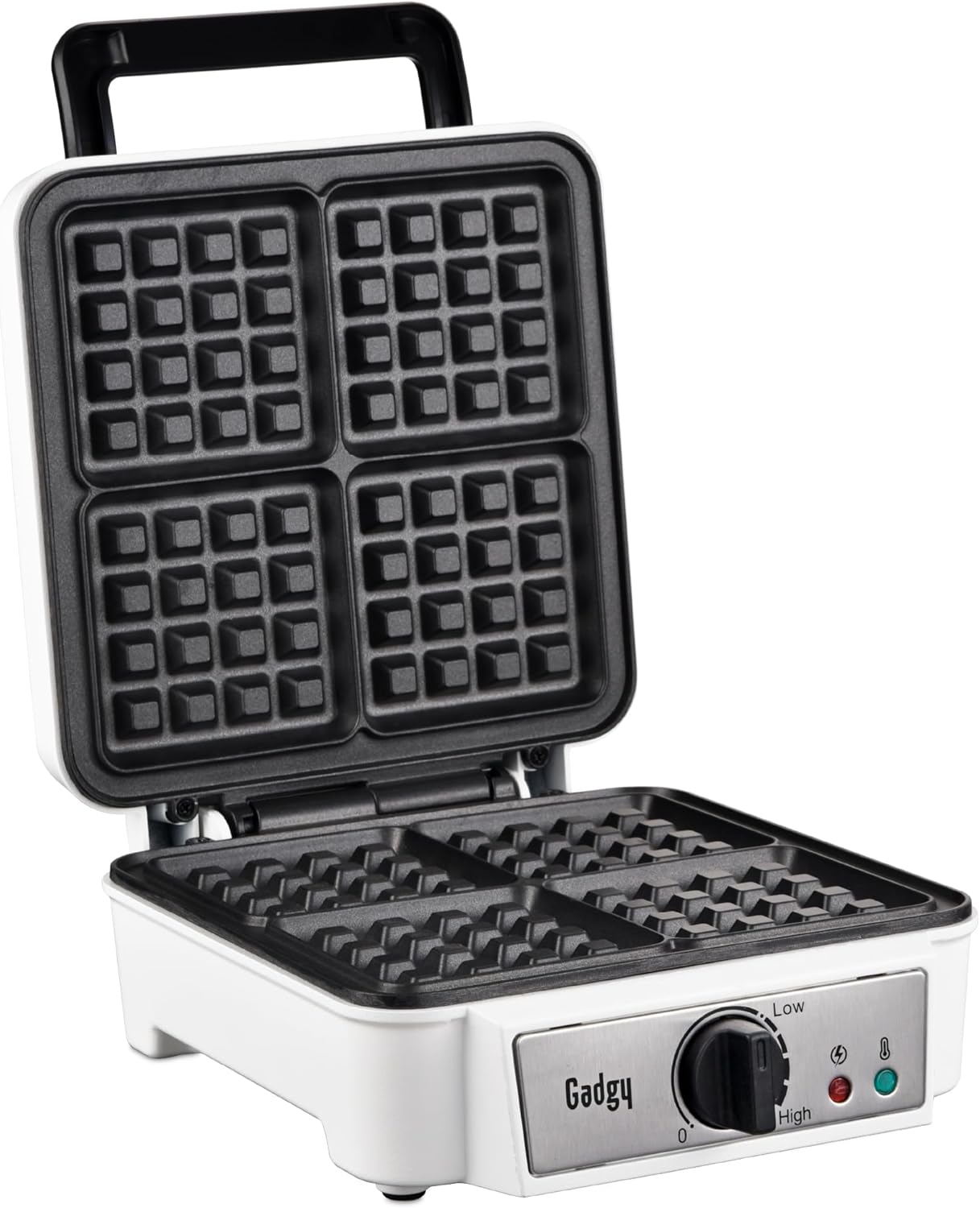 Gadgy - Gaufrier professionnel, 4x 8x8cm, 1200W, rapide et thermostat