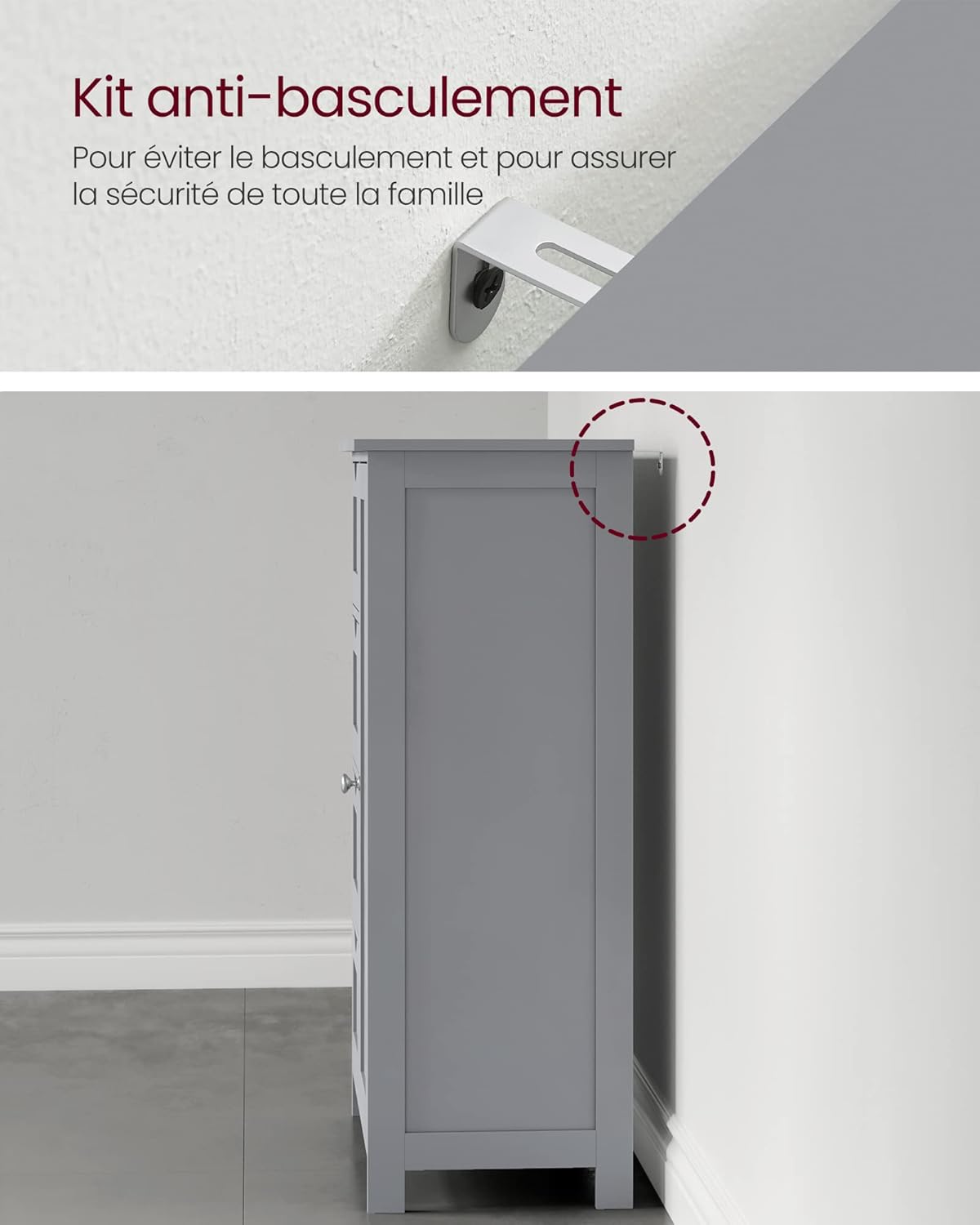 VASAGLE - armoire salle de bain avec 4 tiroirs, étagère réglable, 30x55x82cm, LHC041P36
