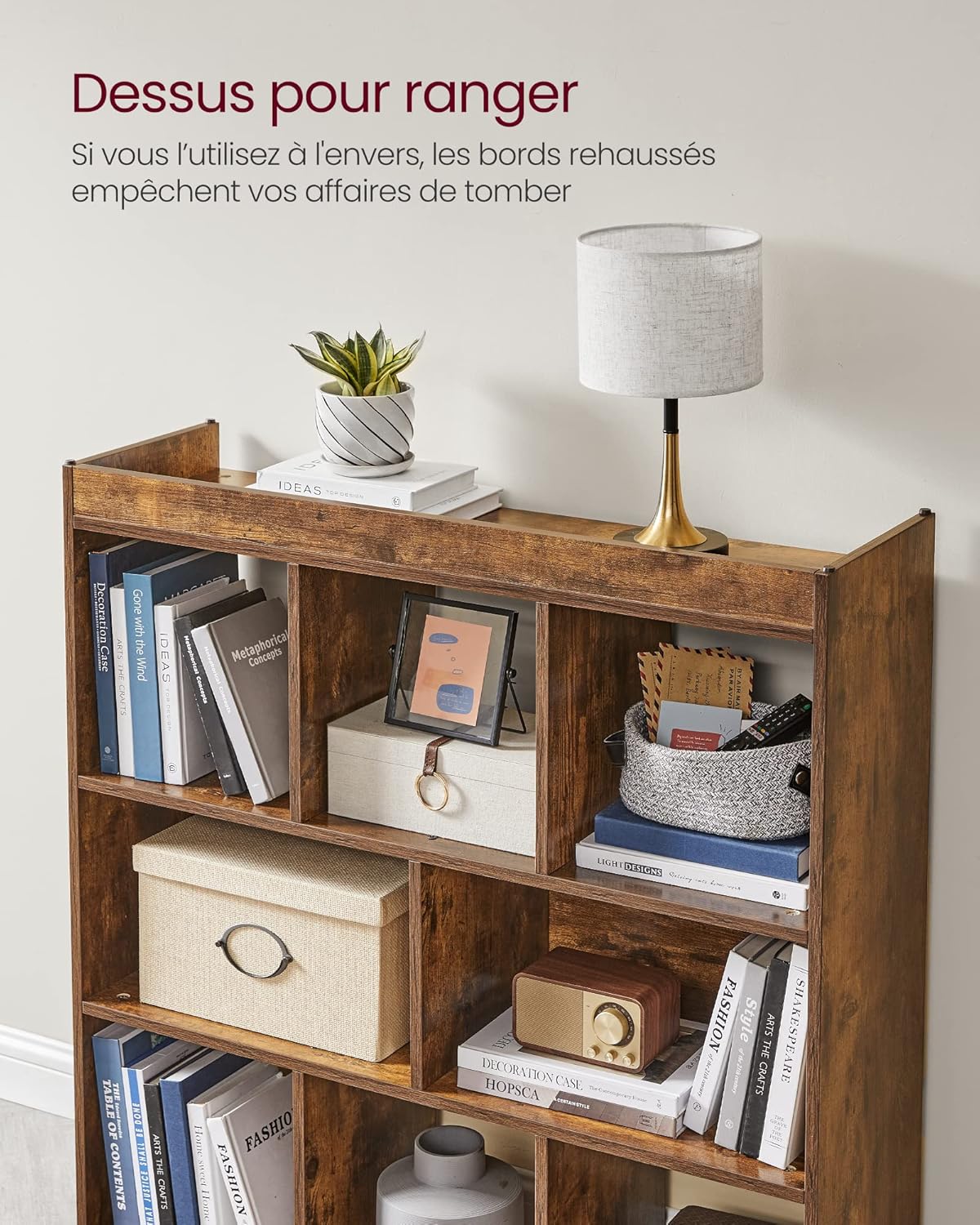VASAGLE - Bibliothèque série LBC52BX - 30x97,5x100 cm - 8 compartiments ouverts modulables, style marron rustique - LBC5