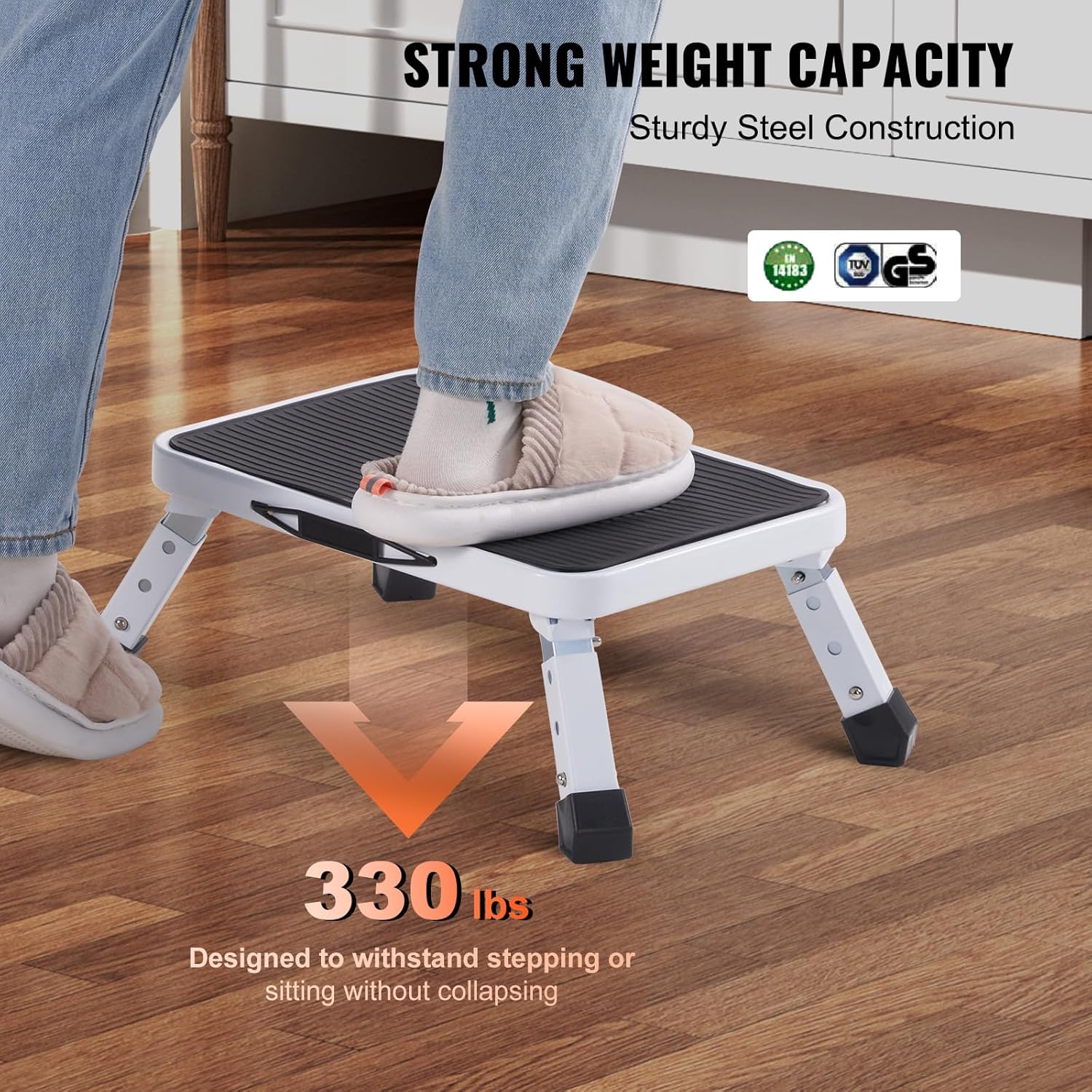 VEVOR - Marche pied pliable - 1 marche, 3 hauteurs - acier, 150 kg, antidérapant
