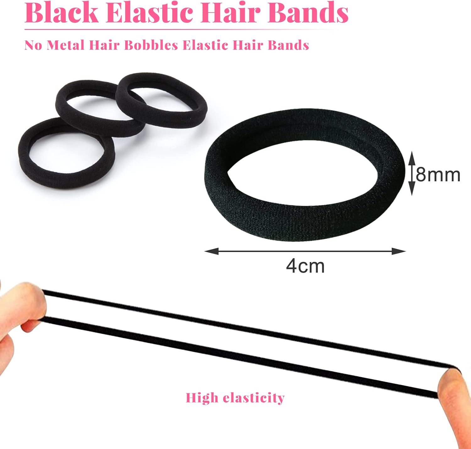 Elastique cheveux - lot de 50 - 8 mm - coton épais sans couture, mixte