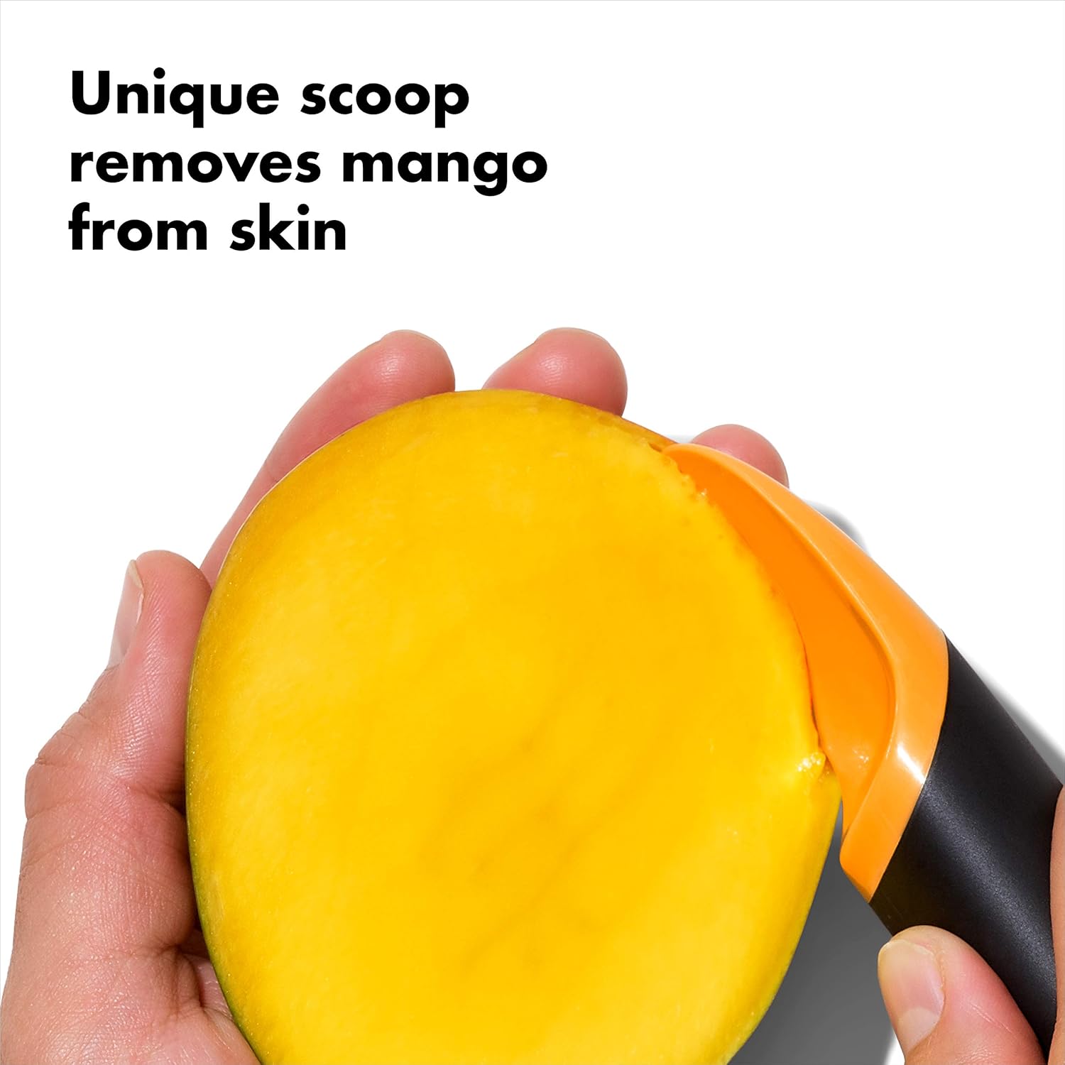 OXO Good Grips – Trancheuse à mangue avec cuillère – 12cm – Noir et orange