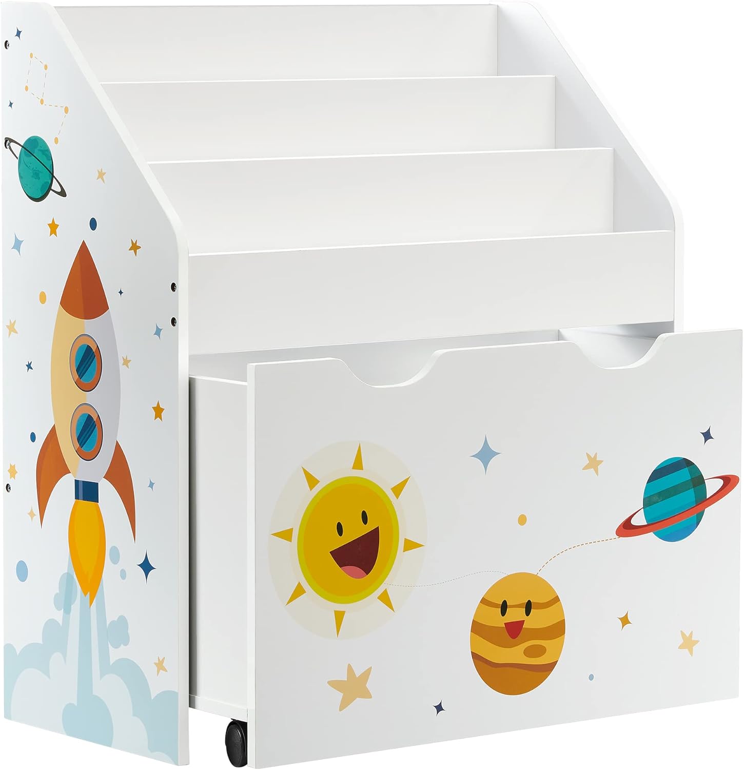 SONGMICS - étagère jouets 3 compartiments, mobile, blanc, GKR41WT