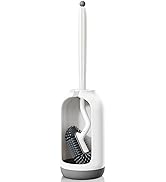 Porte-brosse de toilette blanc au design innovant avec une forme moderniste et un support intégré.