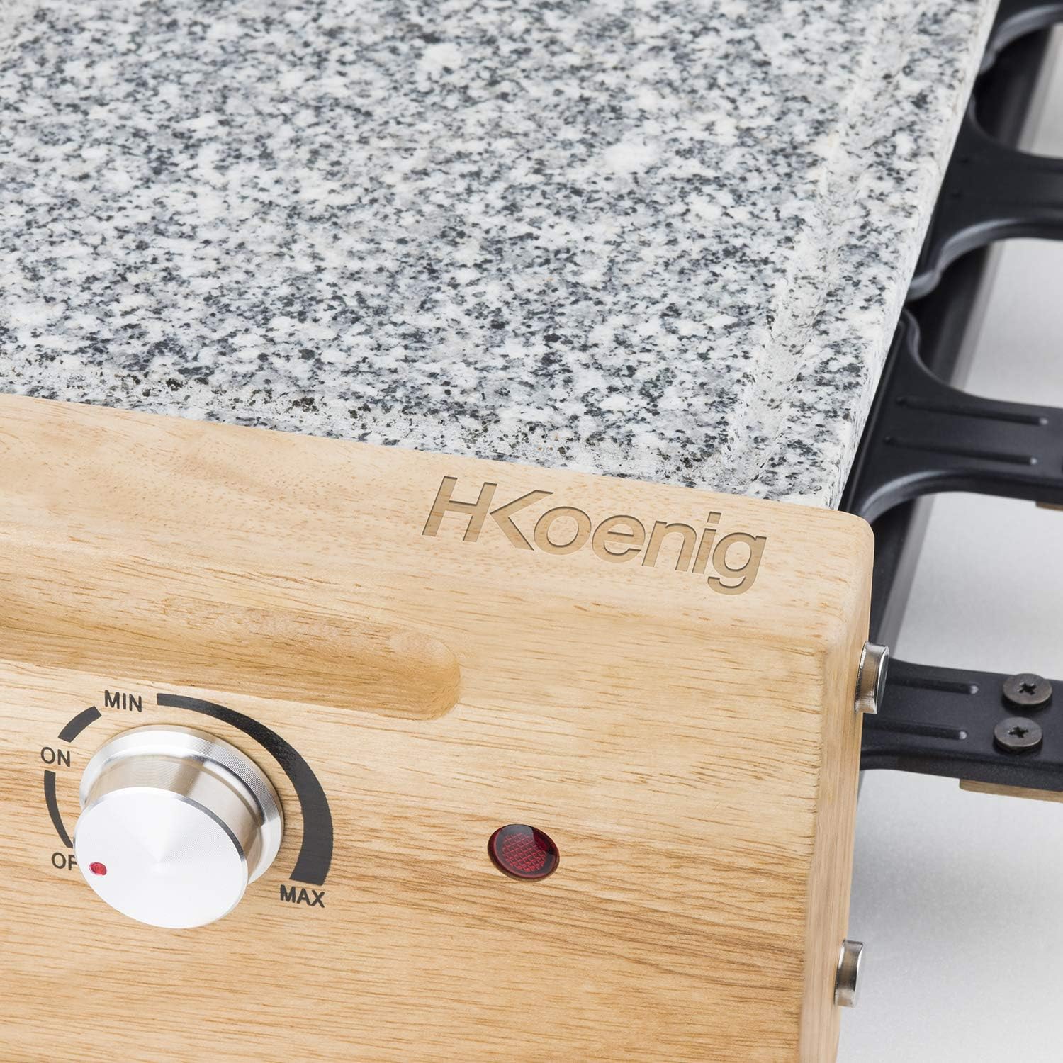 H.Koenig - WOD8 - appareil raclette 8 pers, pierre granit, bois naturel