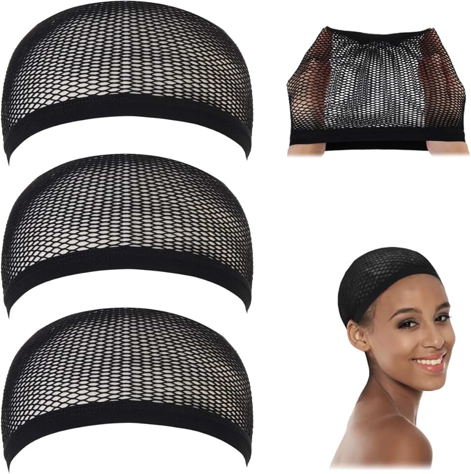 Dreamlover - Bonnet de perruque femme - noir - lot de 3, filet résistant