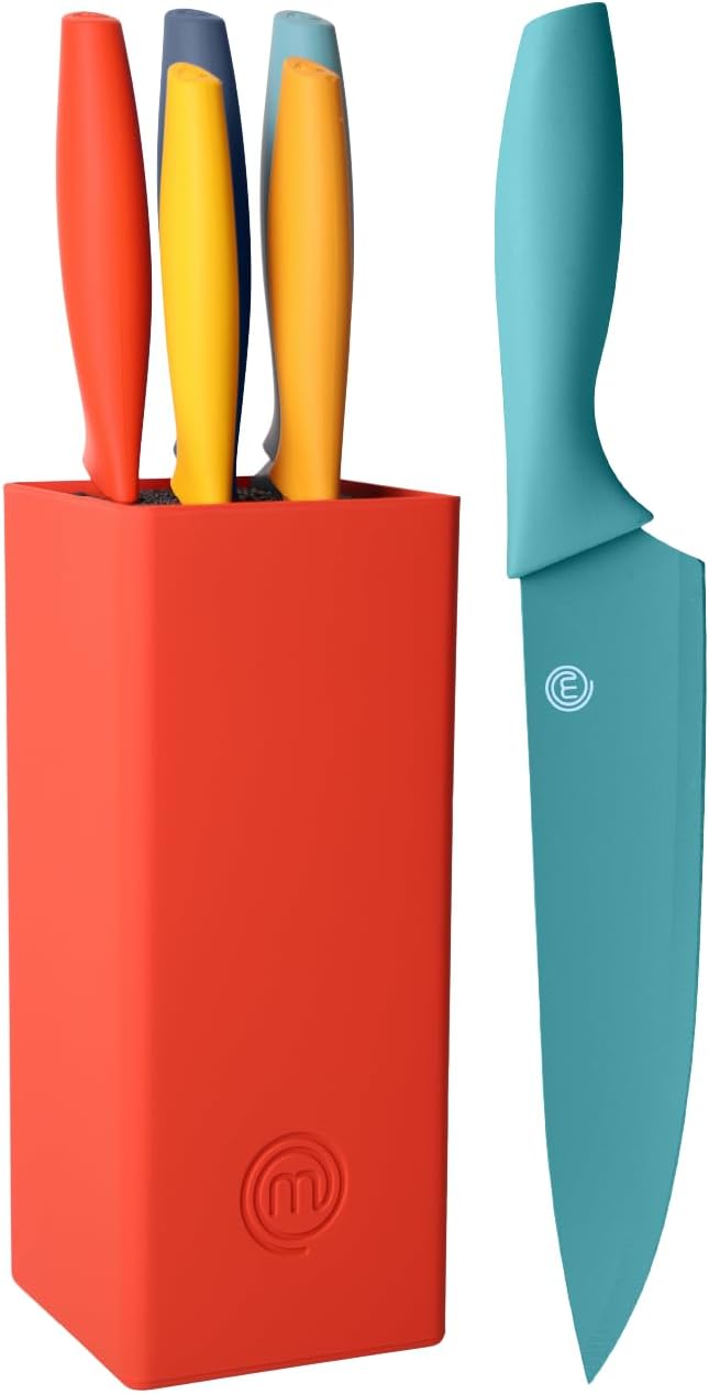 MasterChef - Bloc couteaux série cuisine - inox, manche ergonomique, multicolore