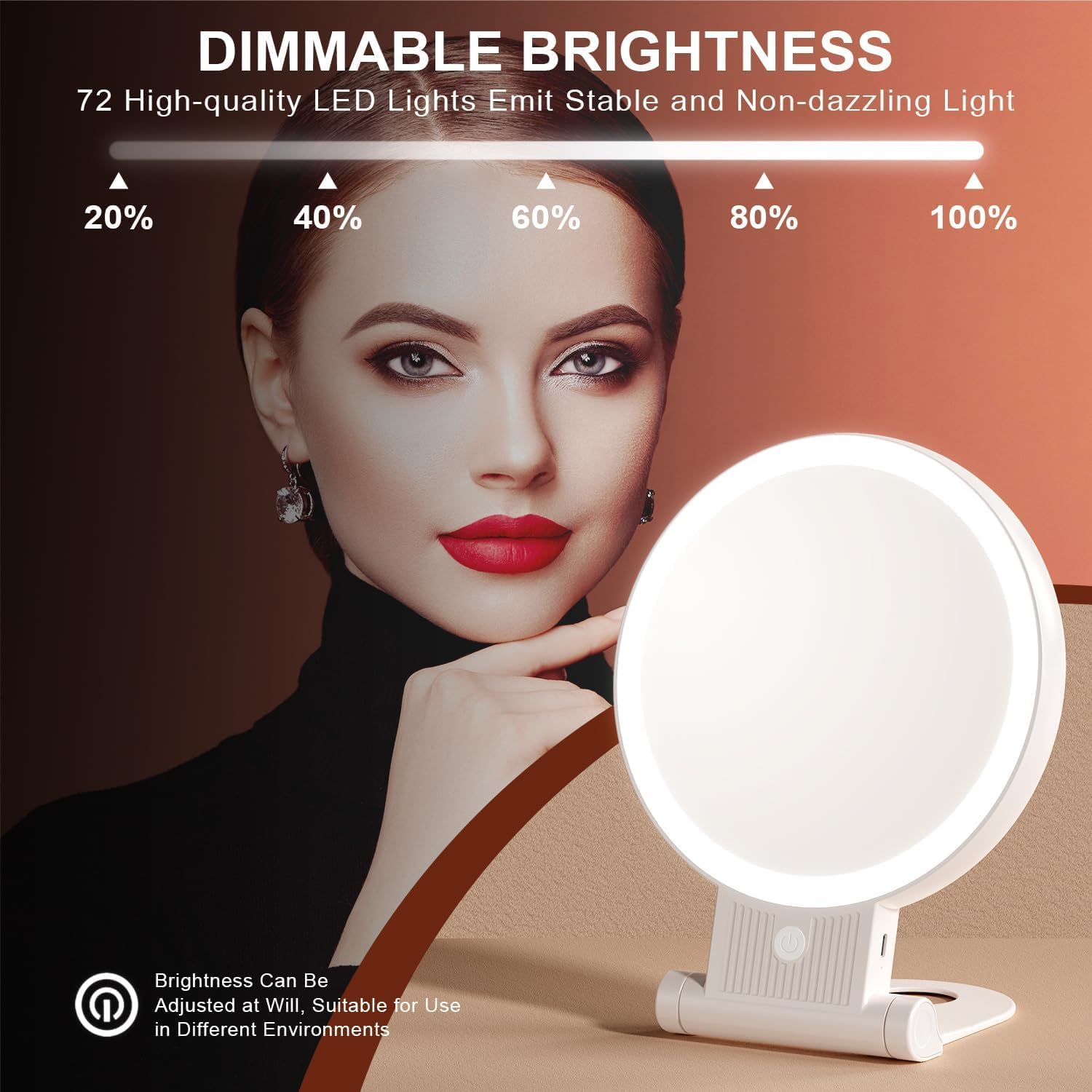 Auxmir - miroir lumineux double face, 30X/1X, LED rechargeable, compact