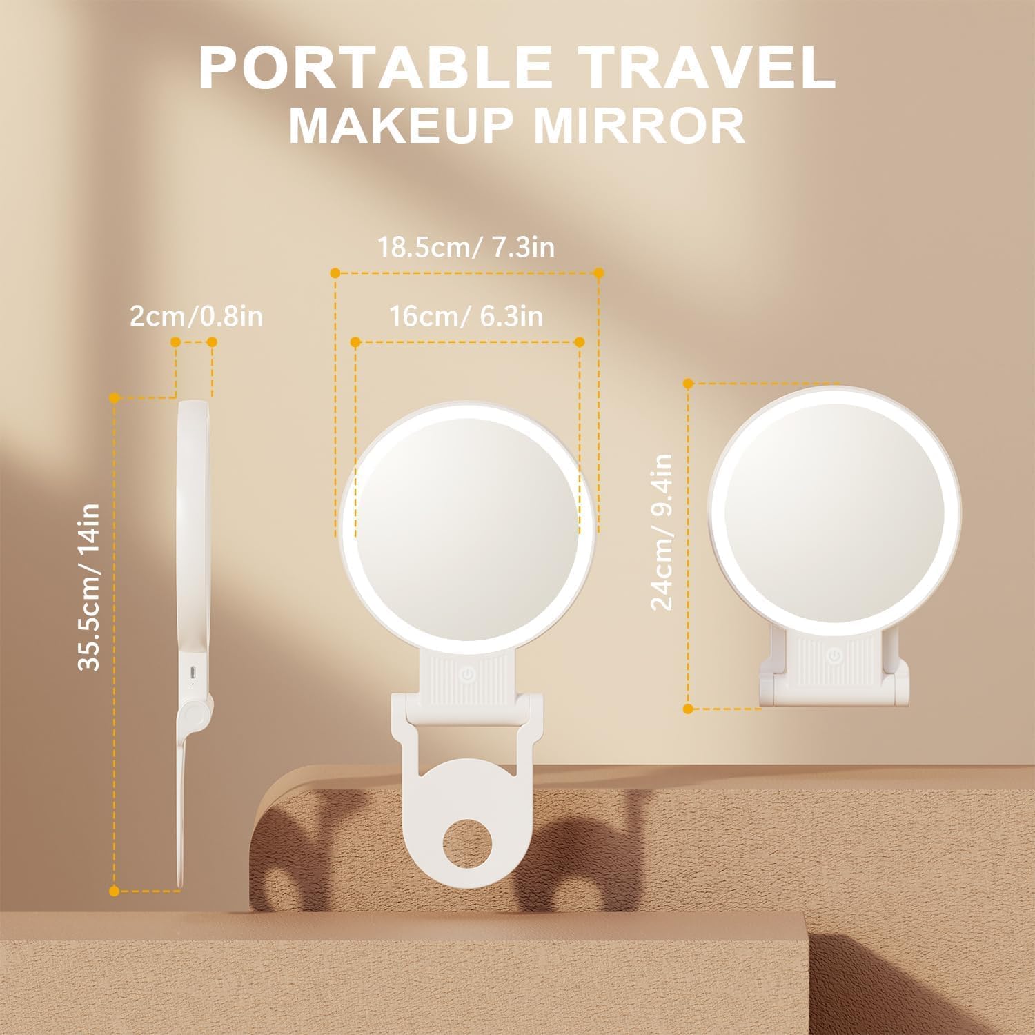 Auxmir - miroir lumineux double face, 30X/1X, LED rechargeable, compact