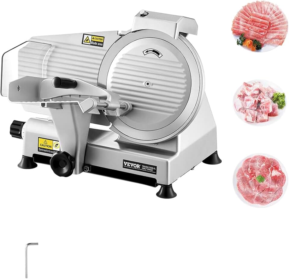 VEVOR - trancheuse à viande 180W - lame 65Mn 0-10mm, électrique