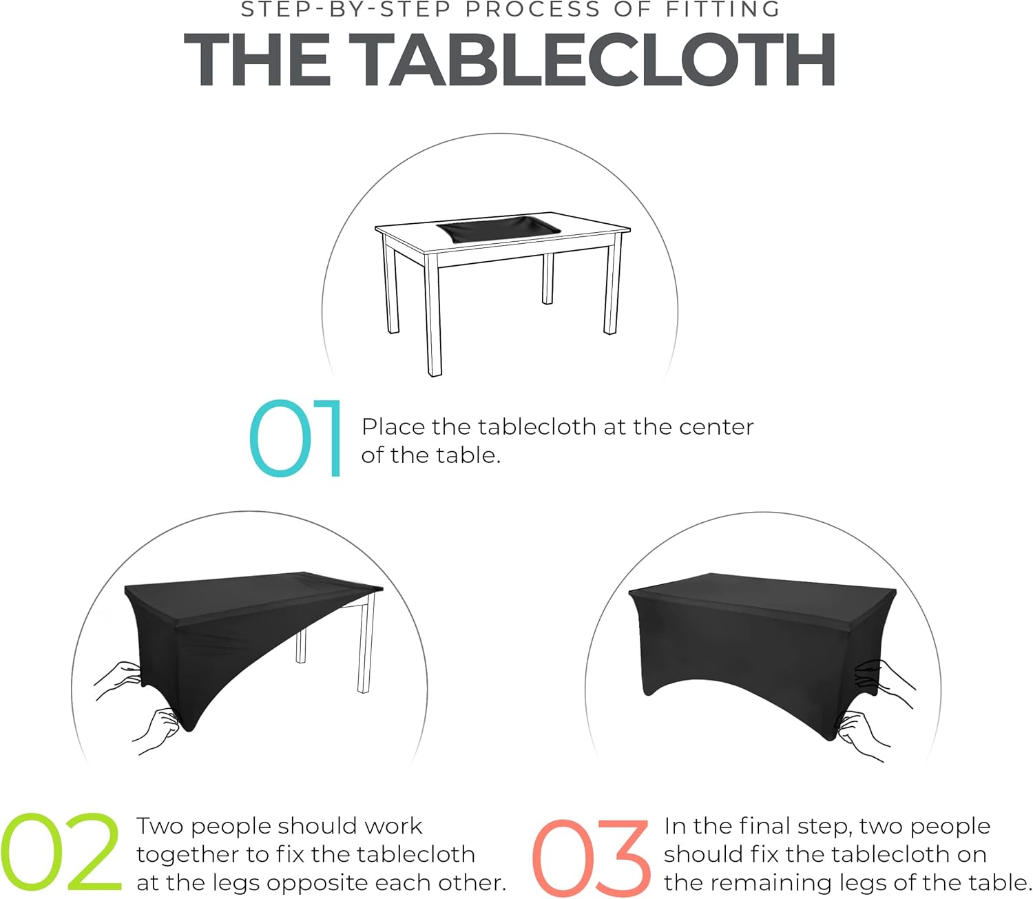 Utopia Kitchen - nappe extensible - 244 cm - polyester spandex, lavable, infroissable, lot de 2
