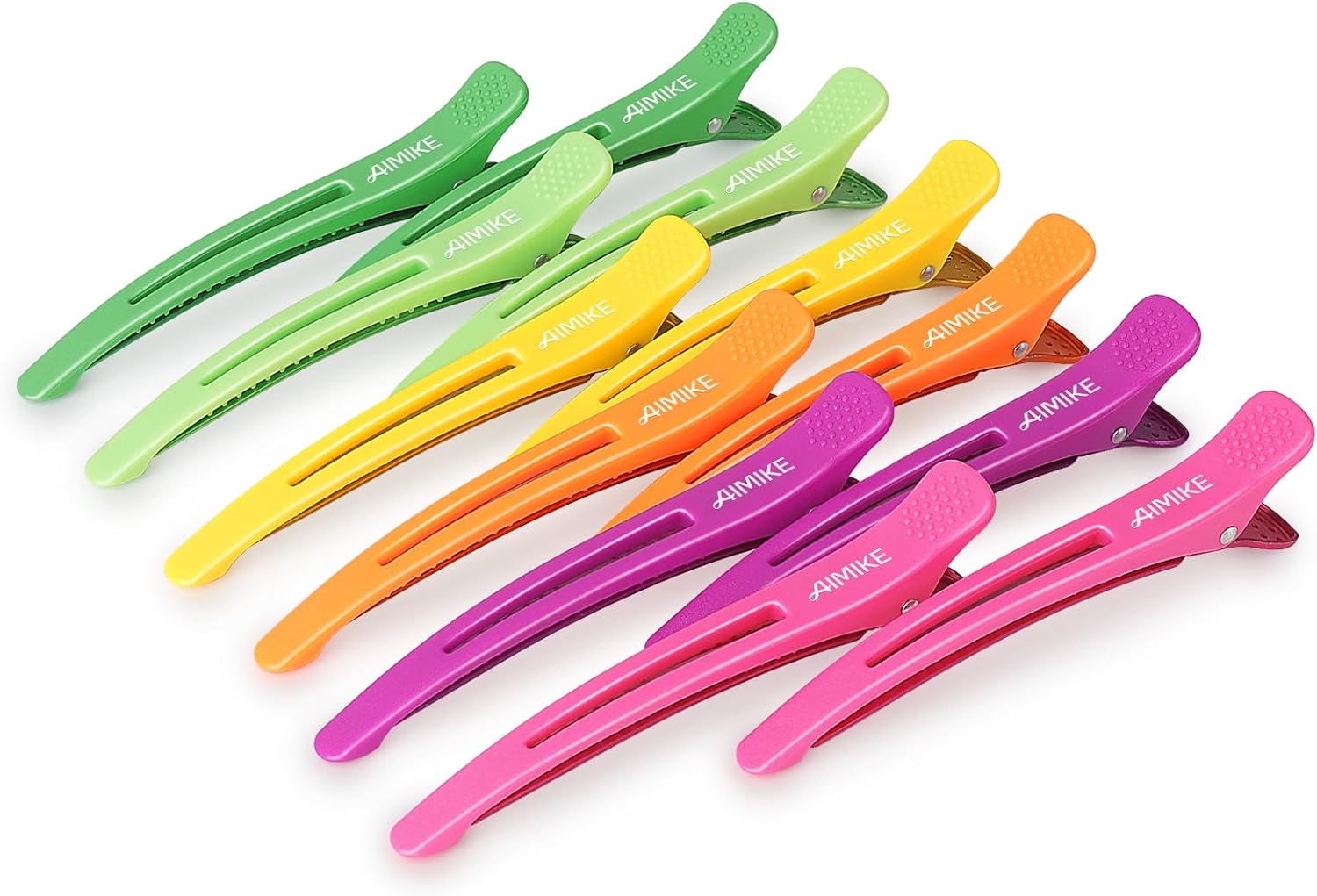 AIMIKE - Pince à cheveux sectionnement 12pcs - antidérapantes, sans trace, bec de canard, néon