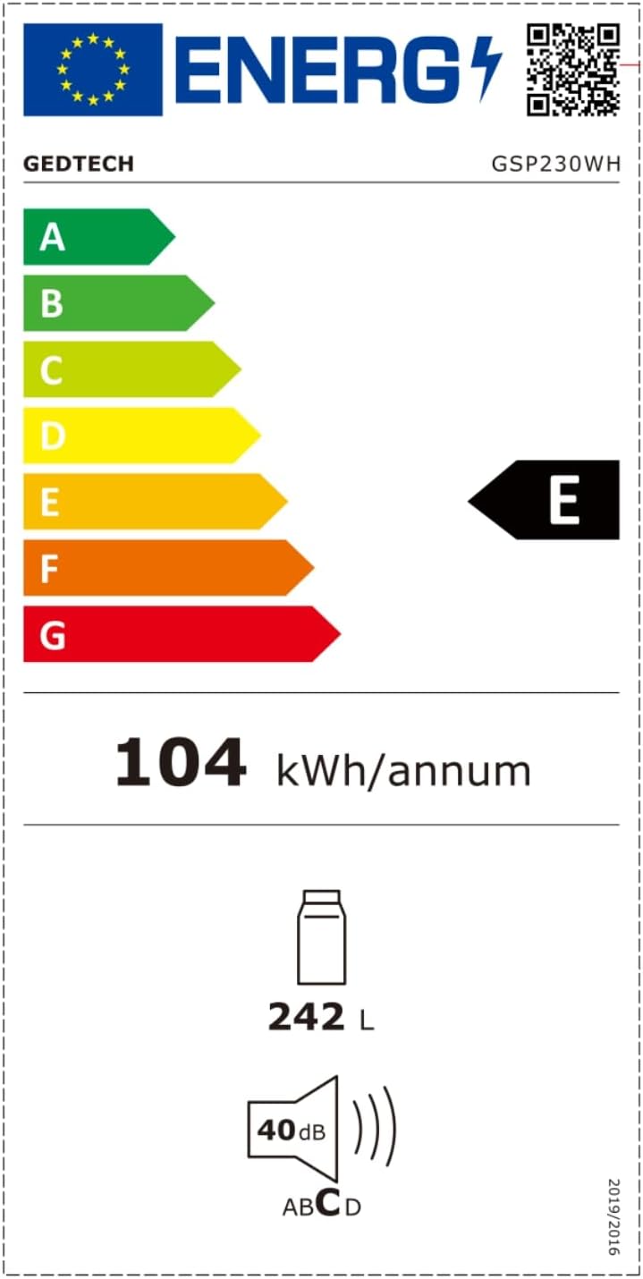 GEDTECH - Réfrigérateur classique 230L, froid statique, tout utile, GSP230WH