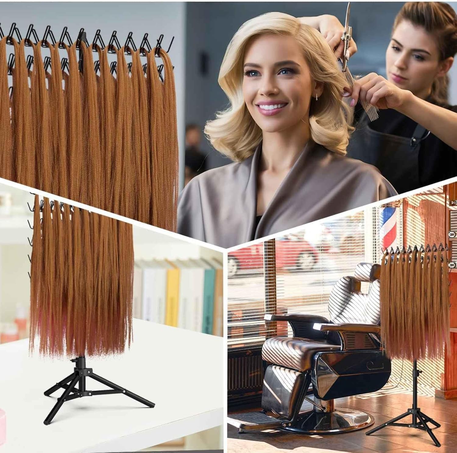 gresonic - support à tresses réglable rose, 144 pinces, idéal perruques