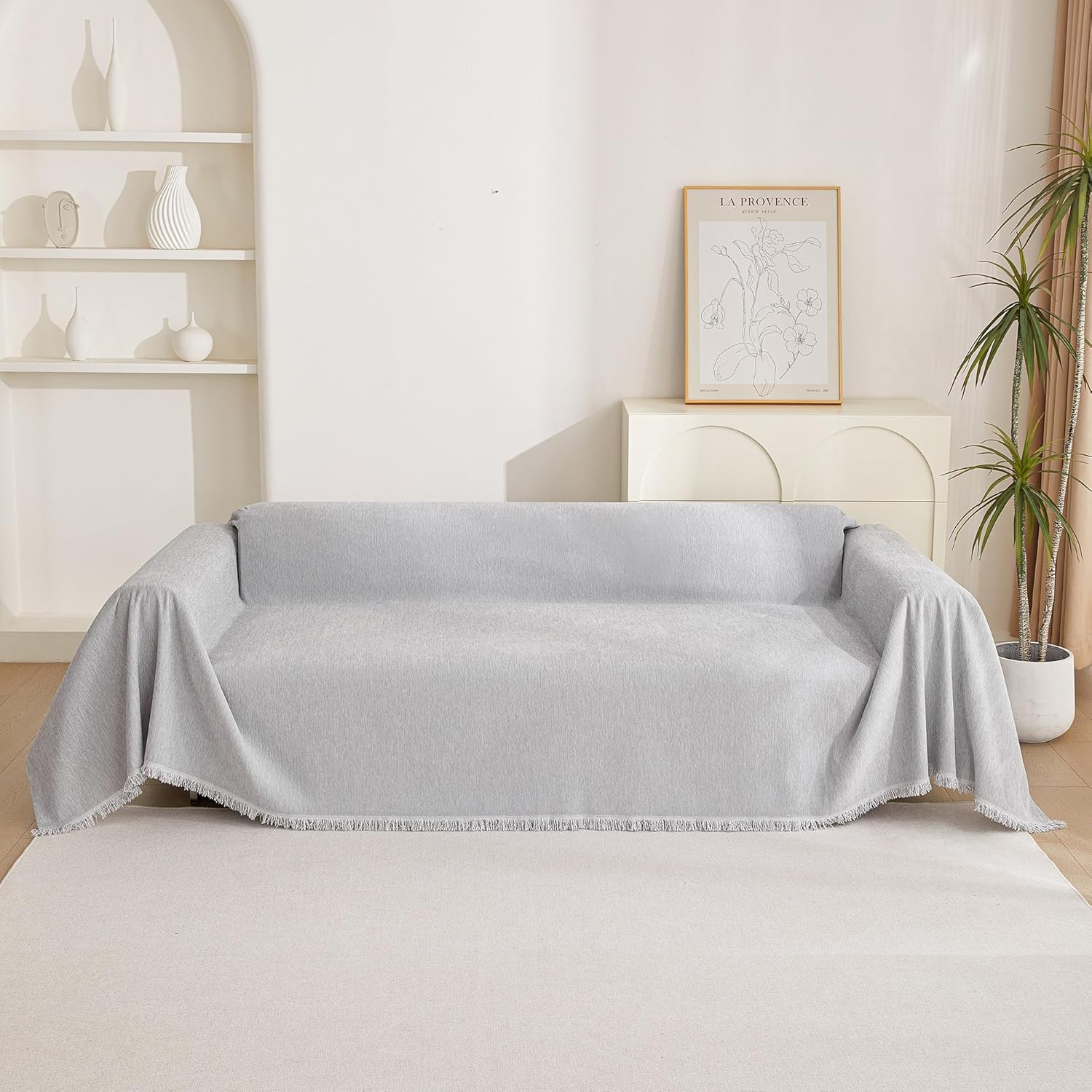 MYSKY HOME - housse canapé - 230x300 cm - anti-rayures, animaux, gris clair