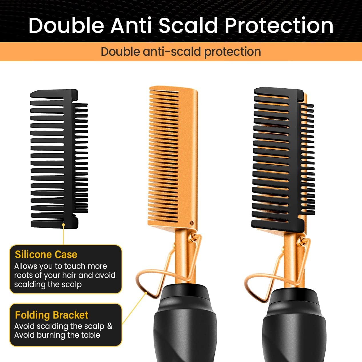 Peigne chauffant électrique - fer à lisser cheveux afro - professionnel - réglage température