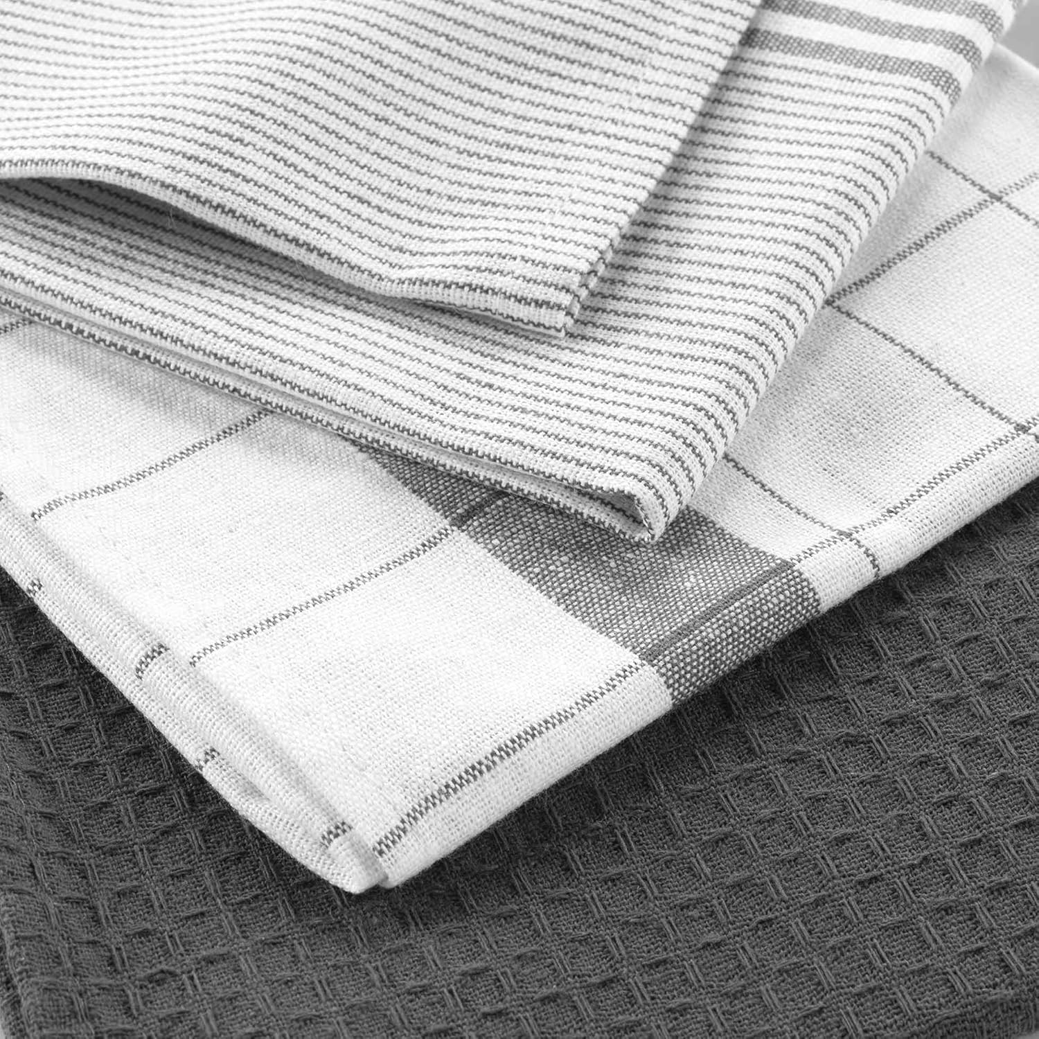 Douceur d'Intérieur - Vibrato Anthracite - 50x70 cm - torchons coton, lot de 2