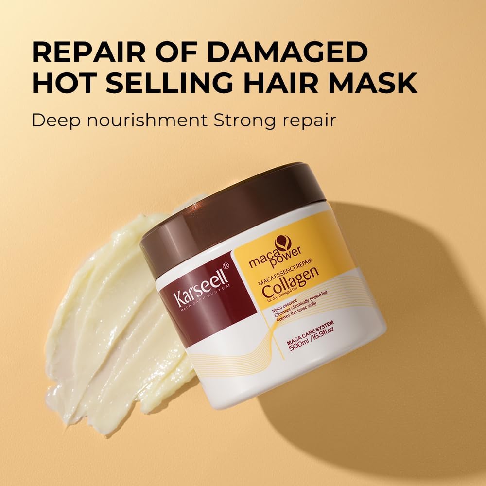 Karseell - Collagen Masque & Huile Cheveux - 500ml+50ml - réparateur cheveux secs et abîmés