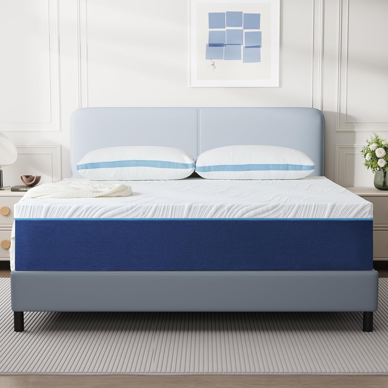 Matelas mousse mémoire de forme, 160x200 cm, 7 zones, 20 cm, réversible