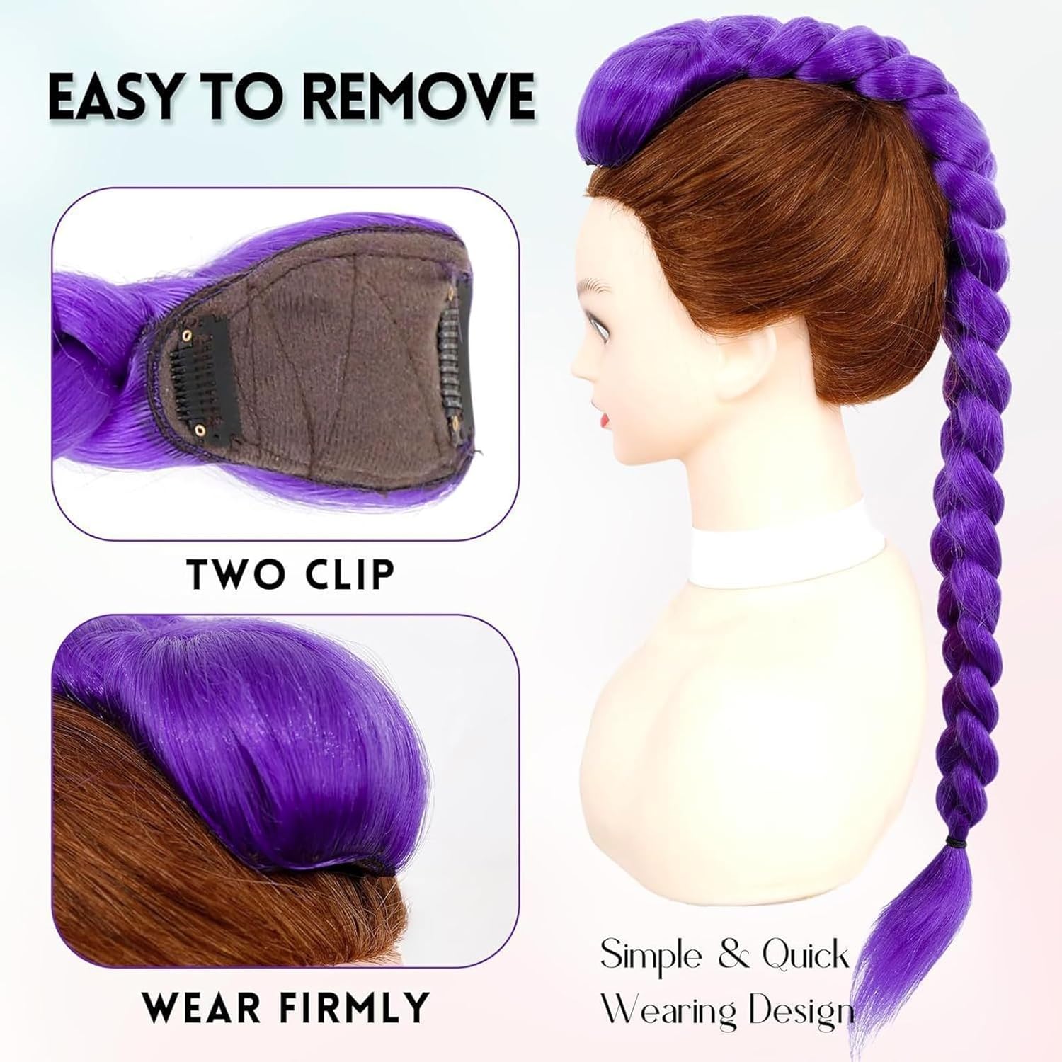 Extension cheveux - longs synthétiques violets 26