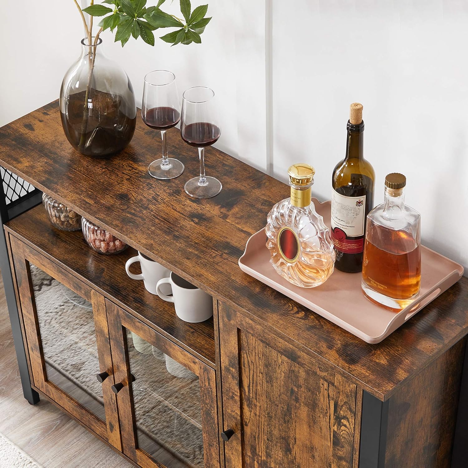 VASAGLE - Buffet de rangement rustique, 110x33x75 cm, 3 portes, LSC096B01