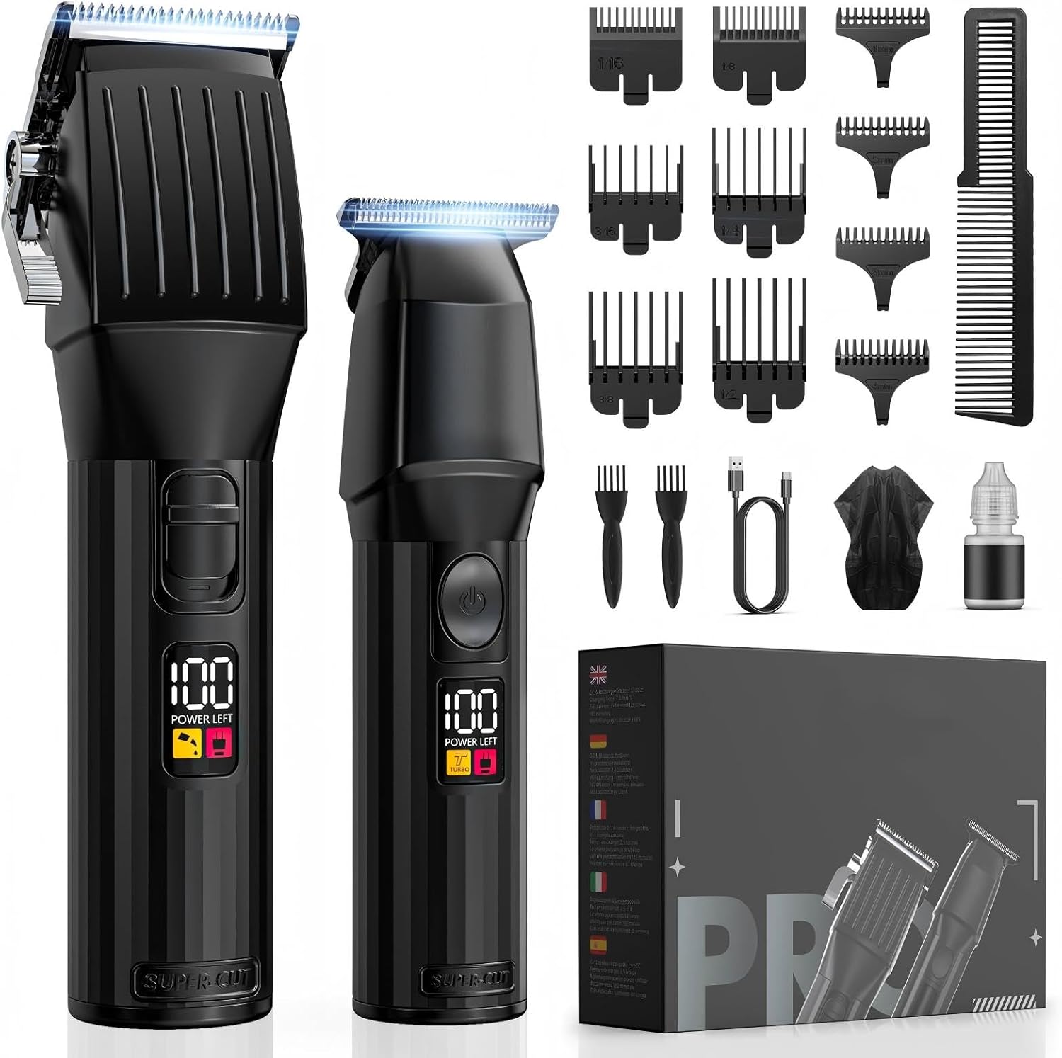 Tondeuse cheveux homme - coupe précise - kit pro, barbe et contour