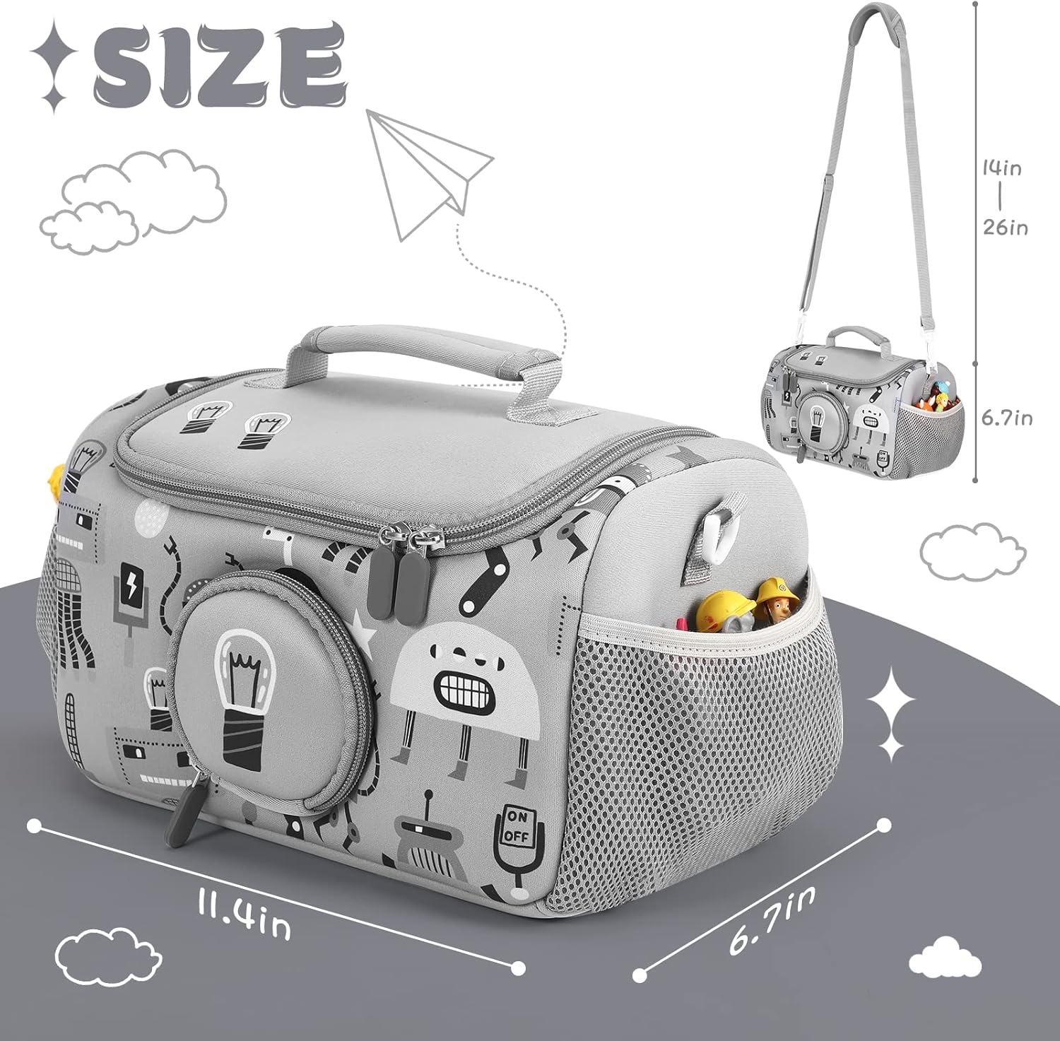 Étui de transport - kit Toniebox 1&2 - gris - range figurines et accessoires