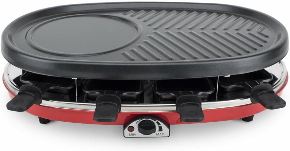 H.Koenig - appareil à raclette 4en1, 8 personnes, pierre naturelle, température réglable, RP418