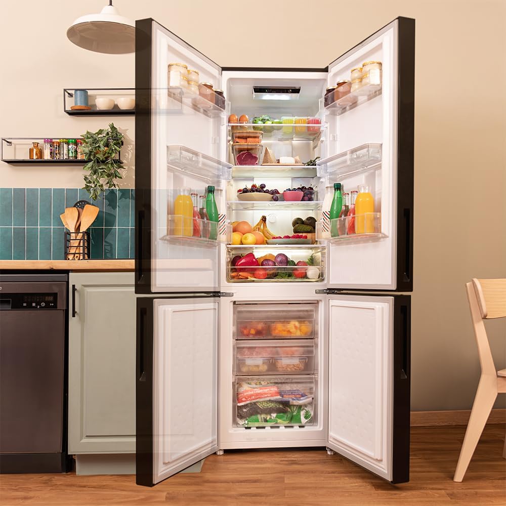 Cecotec - Bolero CoolMarket Combi 250 - 250L, No Frost, distributeur eau, porte réversible, LED, classe D, WD Black Glas