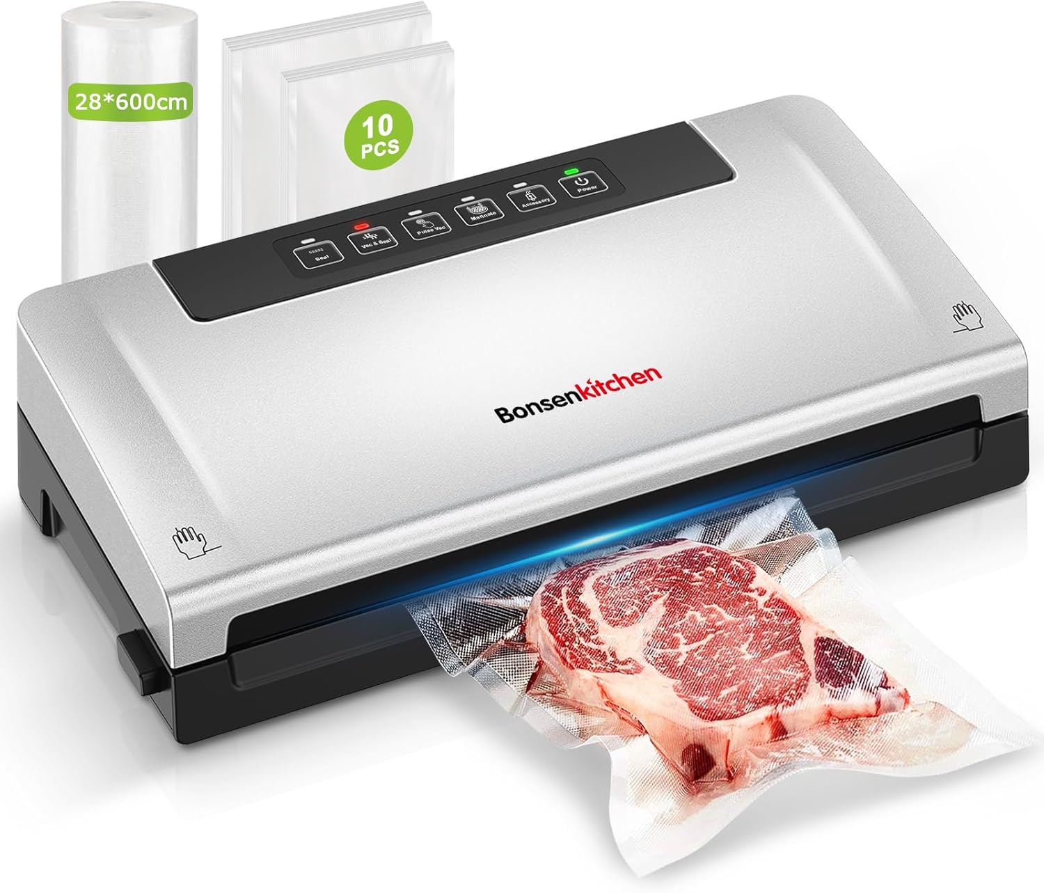 Bonsenkitchen - VS3000 - compacte - 5 modes, cutter, 10 sacs, rouleau