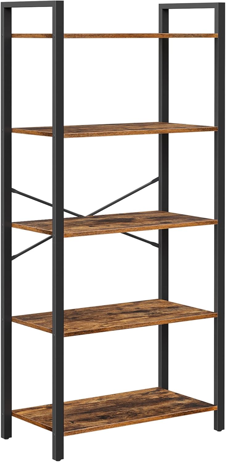 VASAGLE - étagère industrielle 5 niveaux, 30x66x153cm, marron/noir LLS061B01