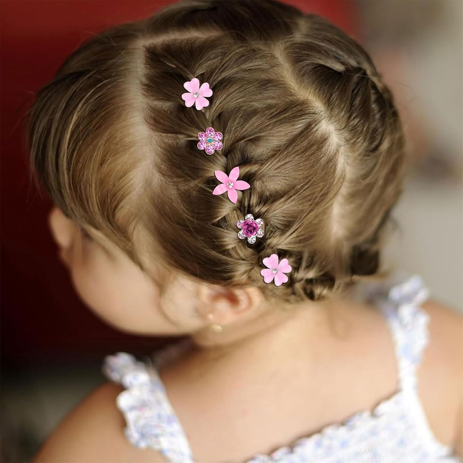 Pinces à cheveux - lot de 20, mini strass fleurs, métal, accessoires mariage