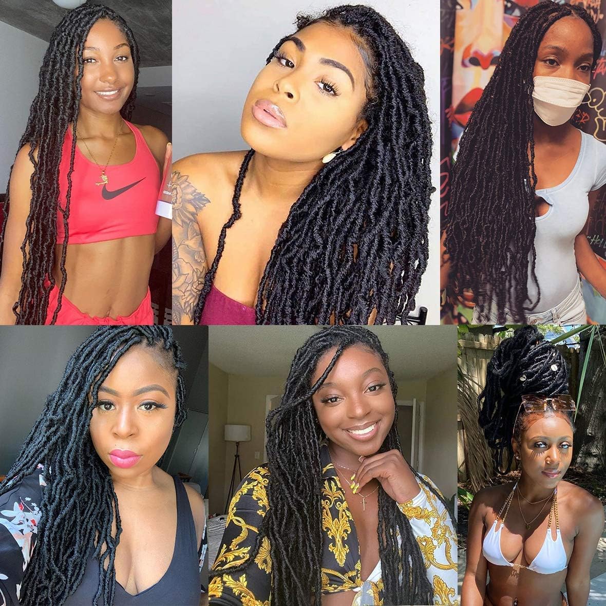 Xtrend - Faux Locs 7 packs - 24 pouces - synthétiques, doux, bouclés, 12 brins, noir 1B#