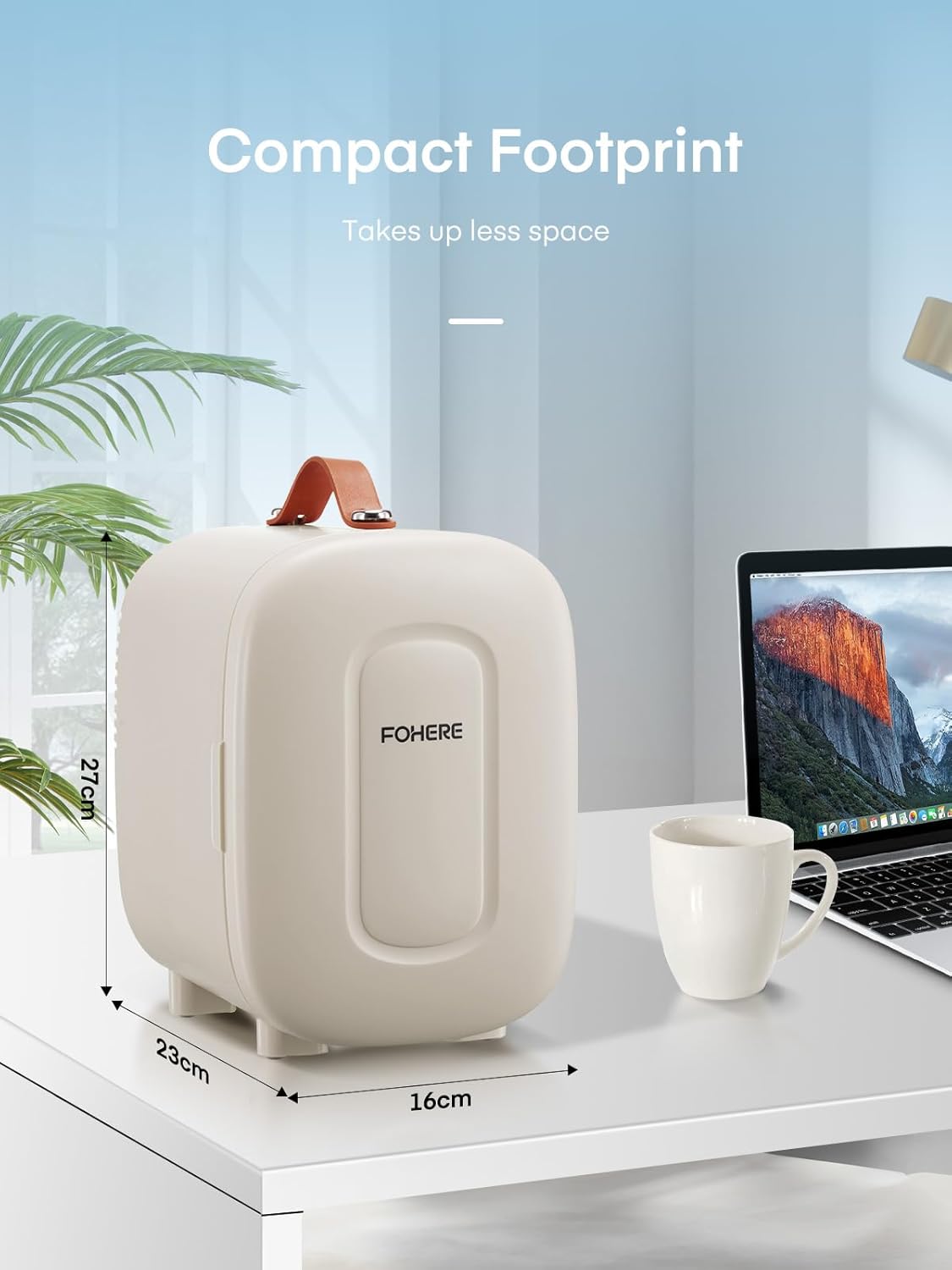 FOHERE - Mini frigo 5L - compact 6 canettes, CA/CC, blanc