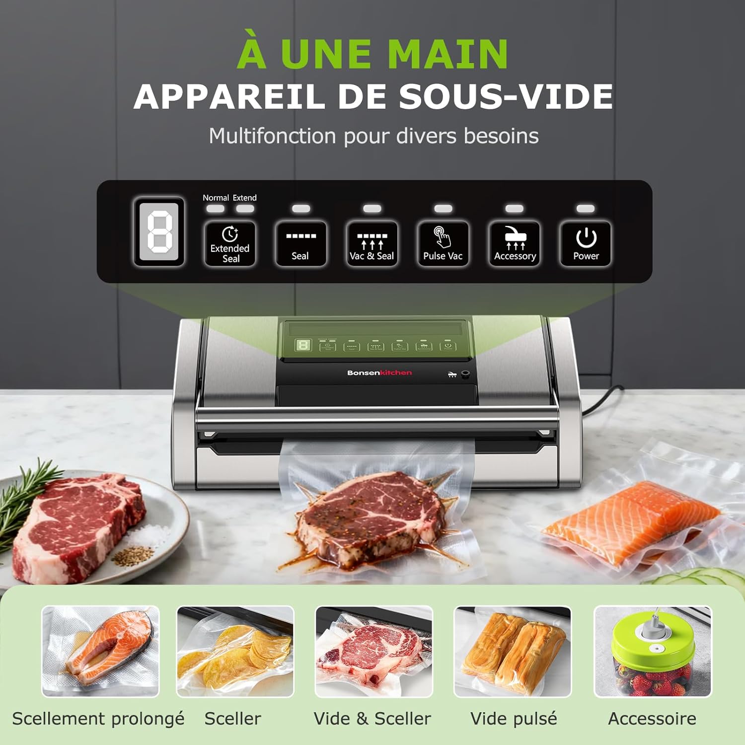 Bonsenkitchen - VS5100 - soude-sac 15L/min, coupe-sac, clip intégré