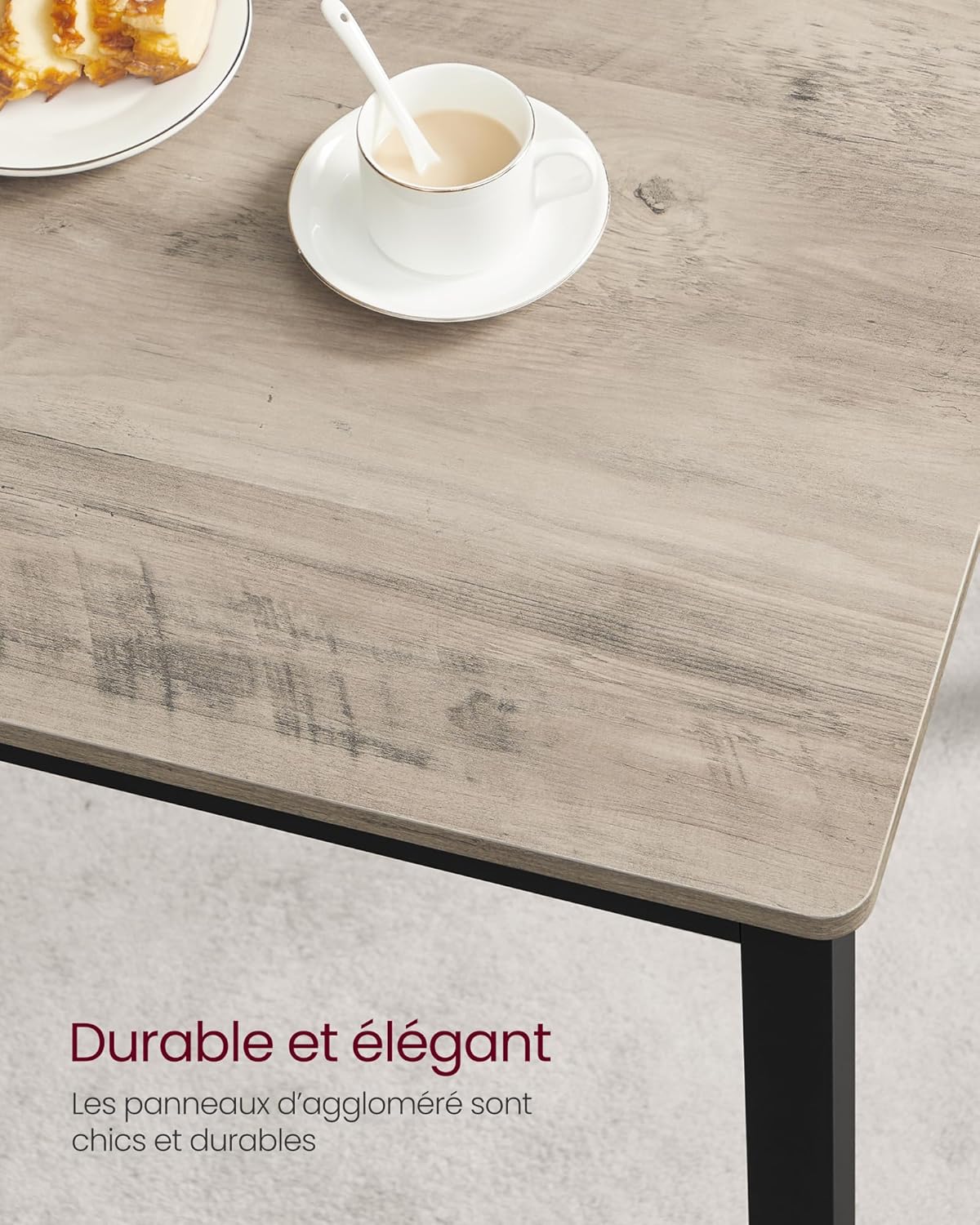VASAGLE - table à manger 3 pièces - 70x110x75cm acier grège - KDT070B02