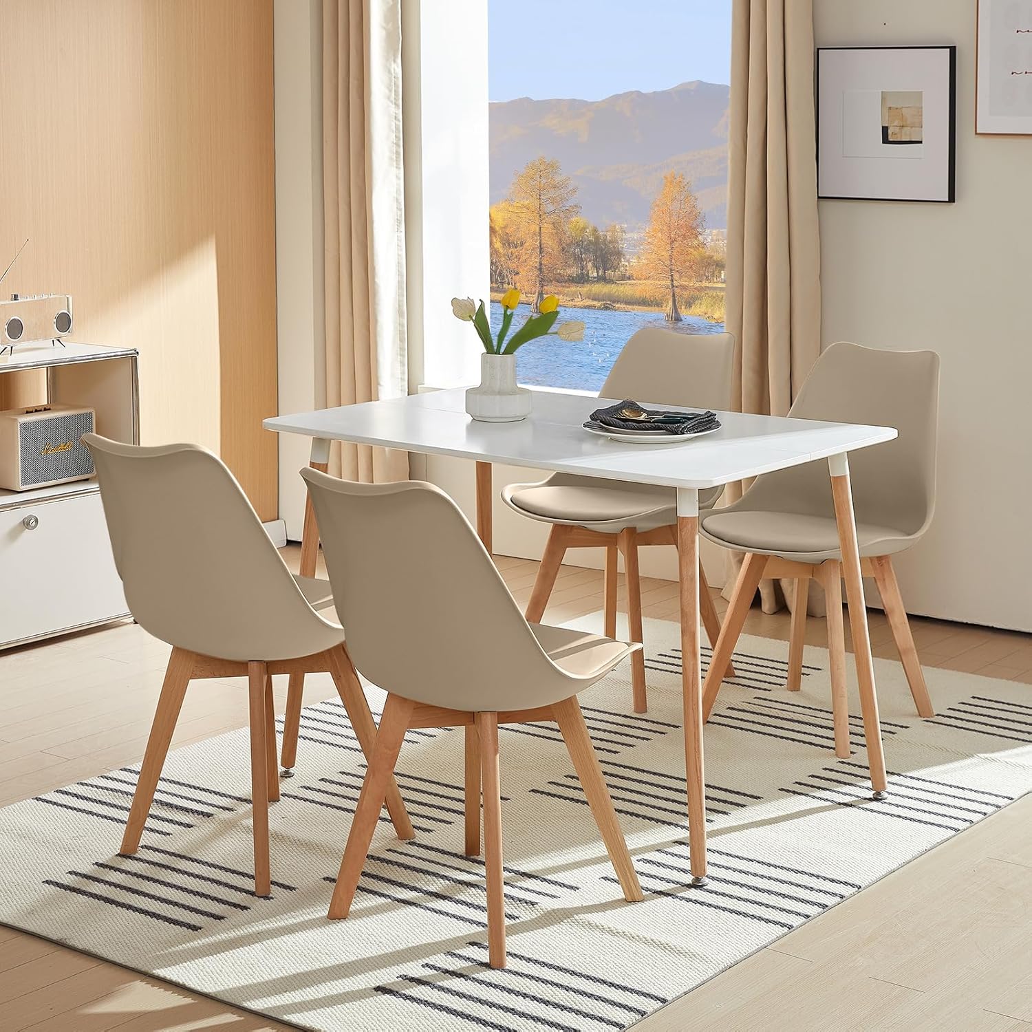 EGGREE - chaises scandinaves lot de 8 - pieds bois - assise rembourrée