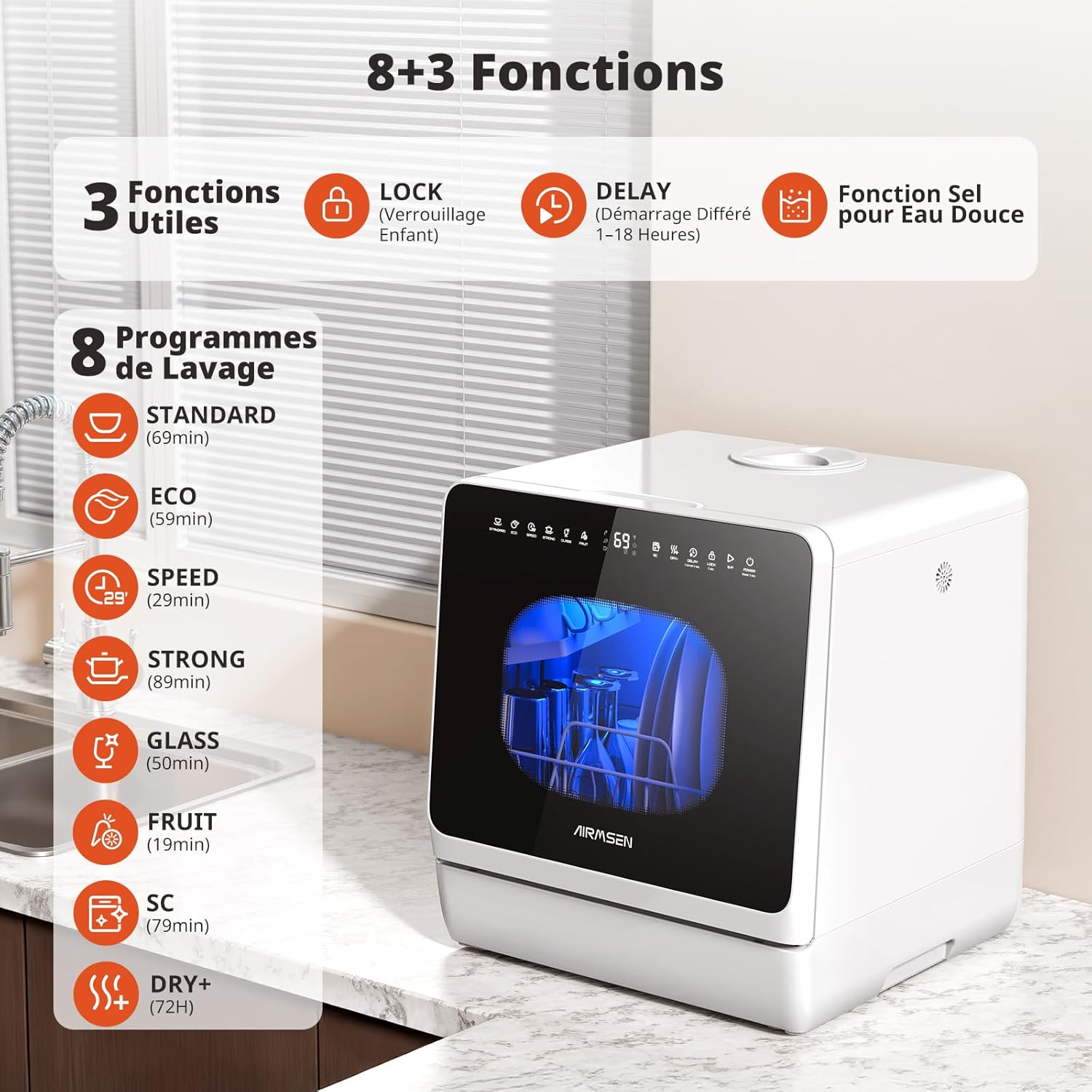 AIRMSEN - portable 5L - 8 programmes, départ différé,