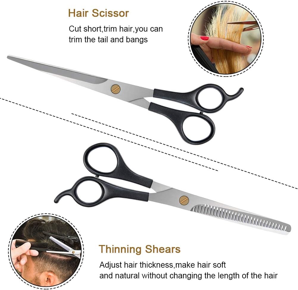 URAQT - Ciseaux de coiffure professionnel - 17,2cm - acier inox, peigne inclus
