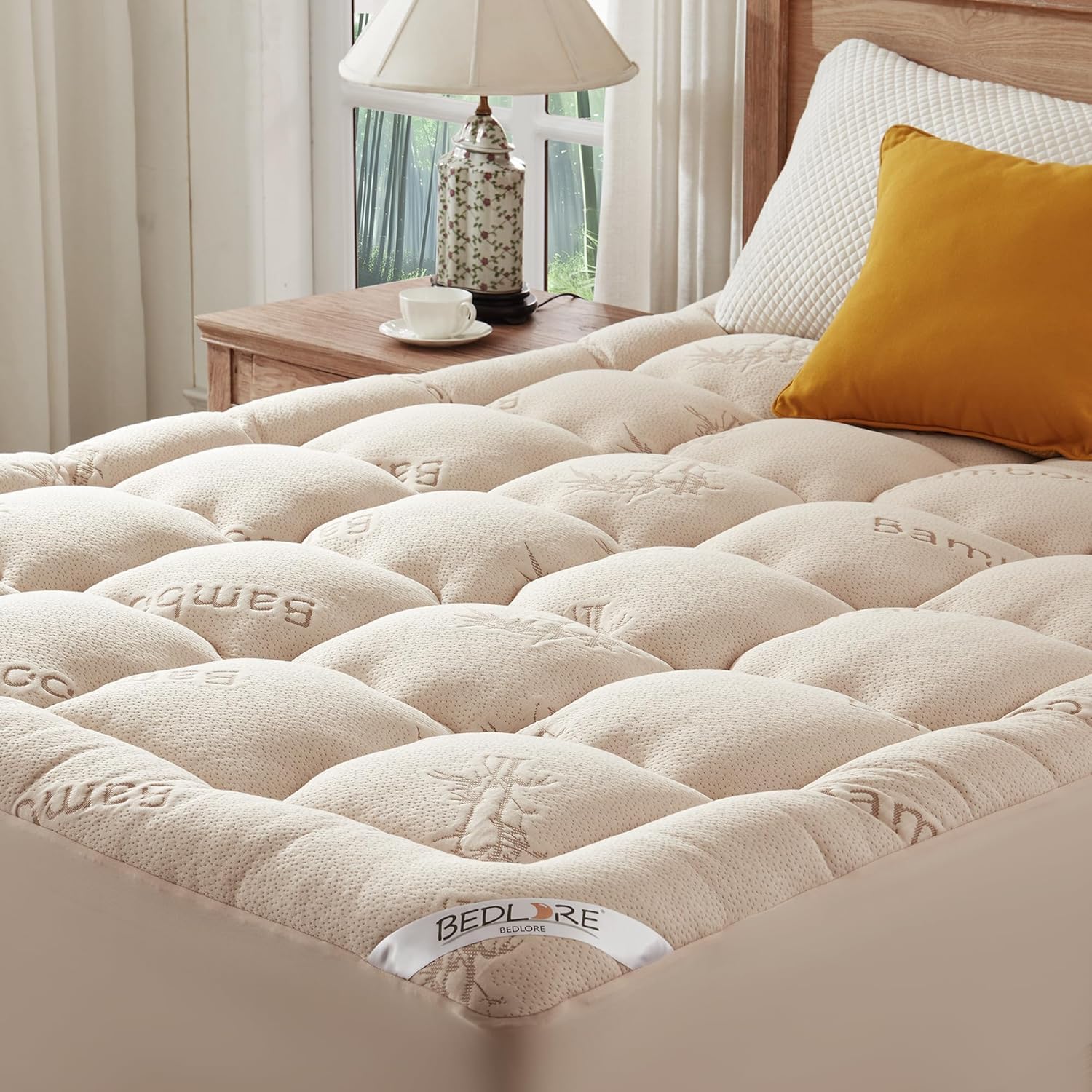 BEDLORE - surmatelas viscose bambou 180x200cm, bonnet 40cm, Oeko-Tex