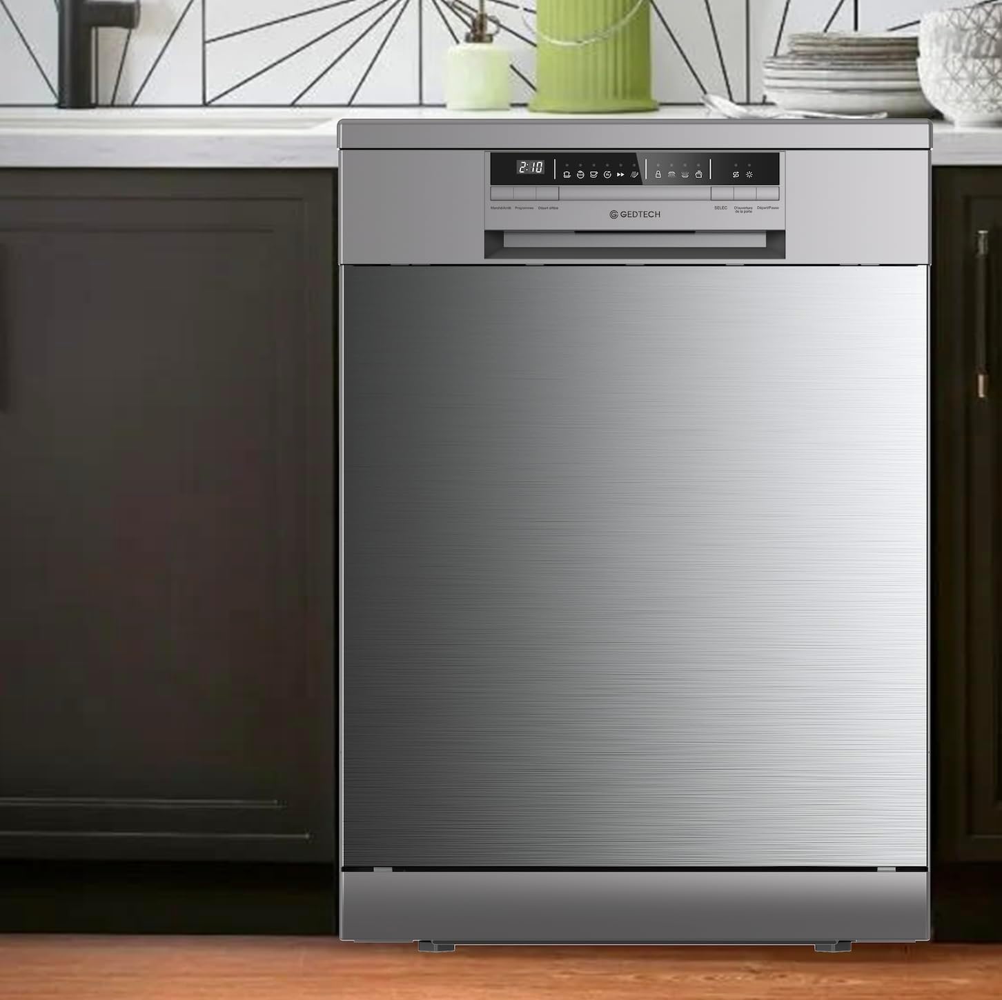 GEDTECH -15 couverts, inox, ultra silencieux, départ différé