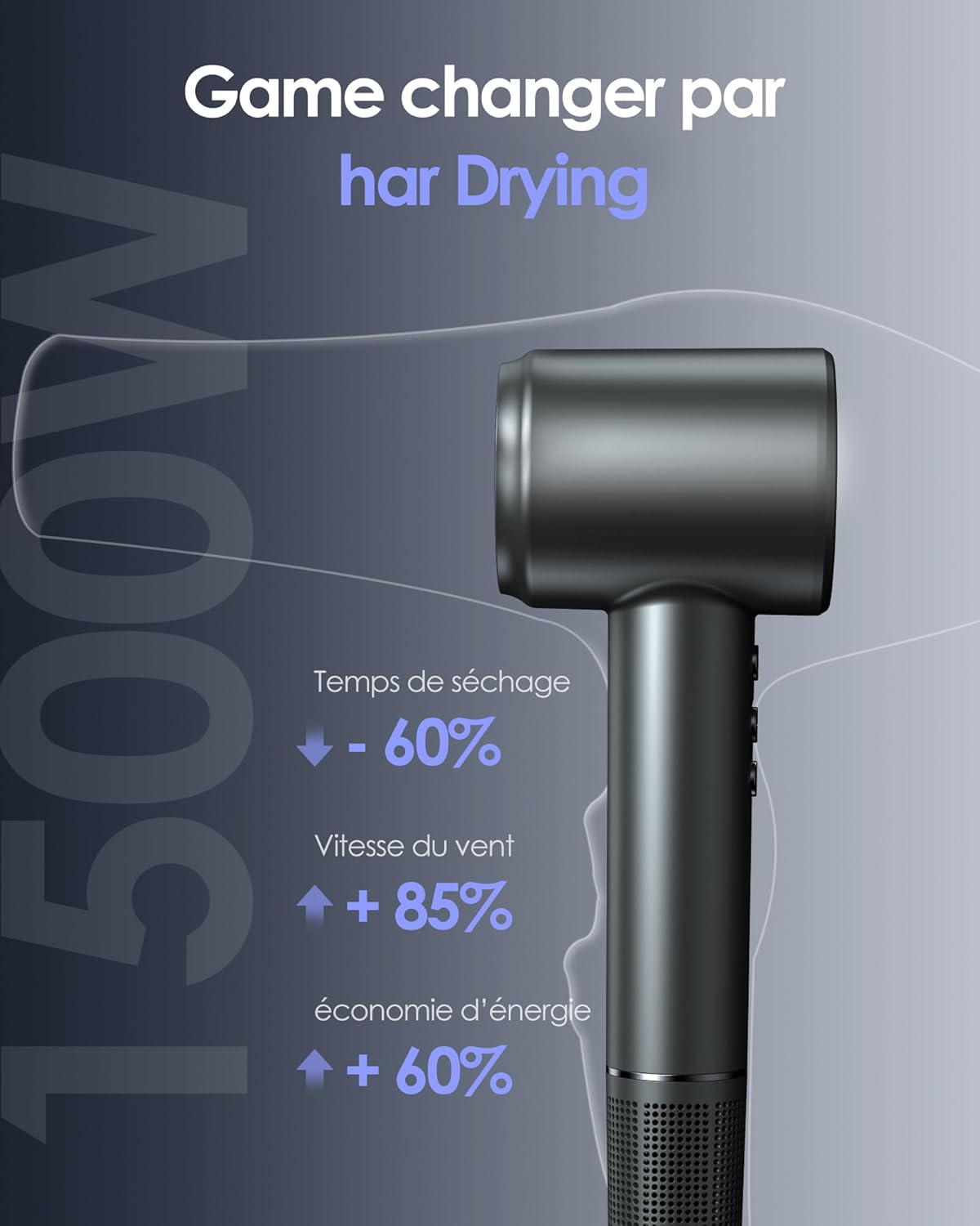 Bopcal - Sèche-cheveux pro 160000rpm, ionique, diffuseur, 500M ions