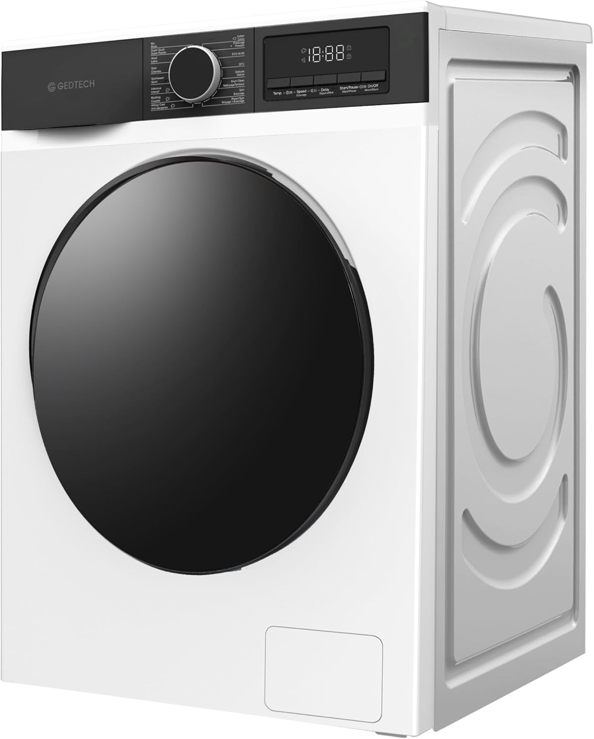 GEDTECH - Lave-linge frontal, 9kg, 1400tr/min, 16 programmes, GLL91400WH
