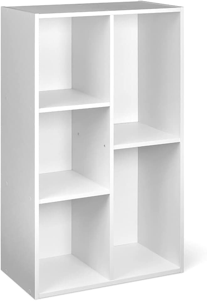 melyano Basics - bibliothèque 5 compartiments - 50x24x80cm - blanc, rangement polyvalent