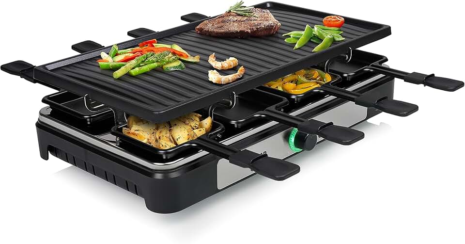 Tristar - Raclette RA-2746 - 42x23 cm - 8 pers, thermostat réglable, 1400W