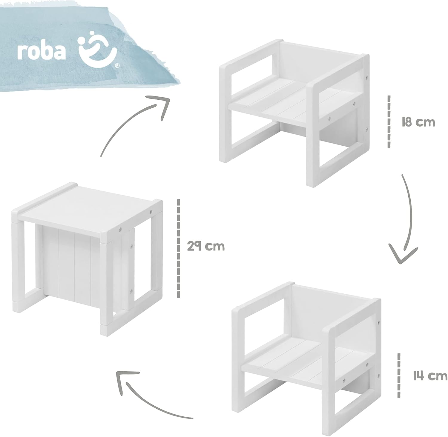 roba - Chaise enfant réversible 3 hauteurs - 30x30 cm - 60 kg max