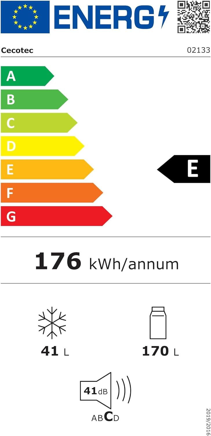 Cecotec - Bolero CoolMarket - 211L - froid auto, classe E, portes réversibles, LED, congélation rapide