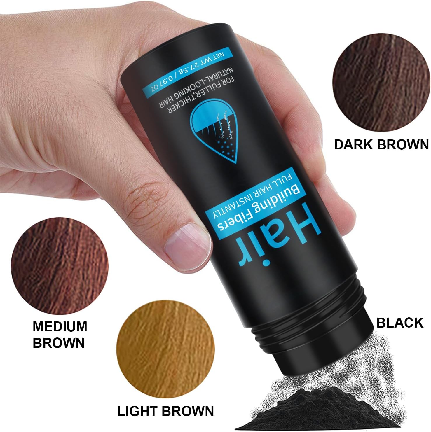 Fibres capillaires - kératine densifiante - noir - cheveux plus épais, aspect naturel