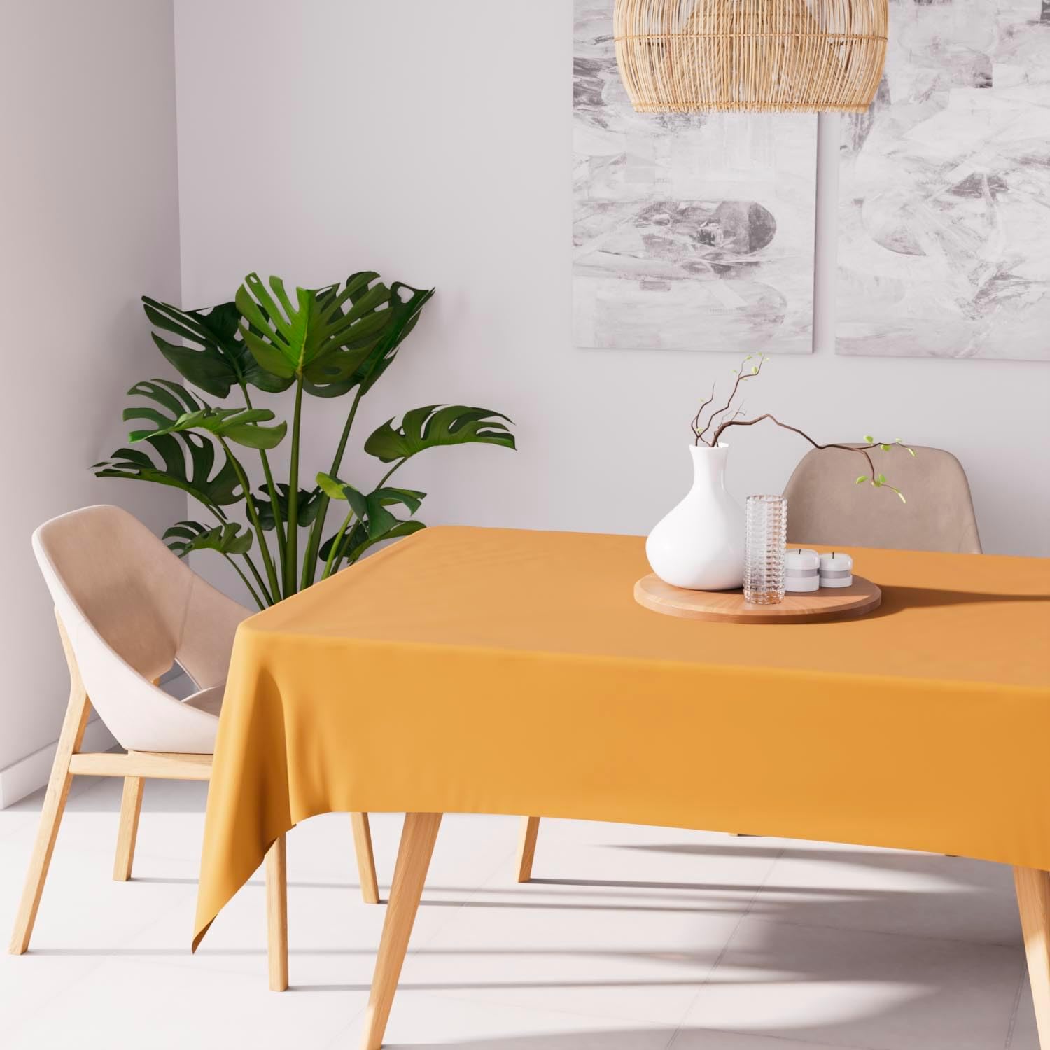 Soleil d'Ocre - Nappe Rectangle anti-taches - 140x200 cm - polyester ocre