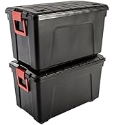 Iris Ohyama, Lot de 2 boîtes de rangement, bricolage, 110 L, avec roues et poignée, mobile, garag...